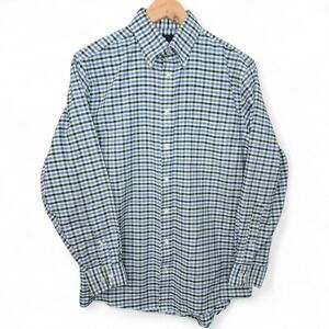 Stafford Dress Shirt Mens 15 32/33 Green Blue Button Down Wrinkle Free Oxford
